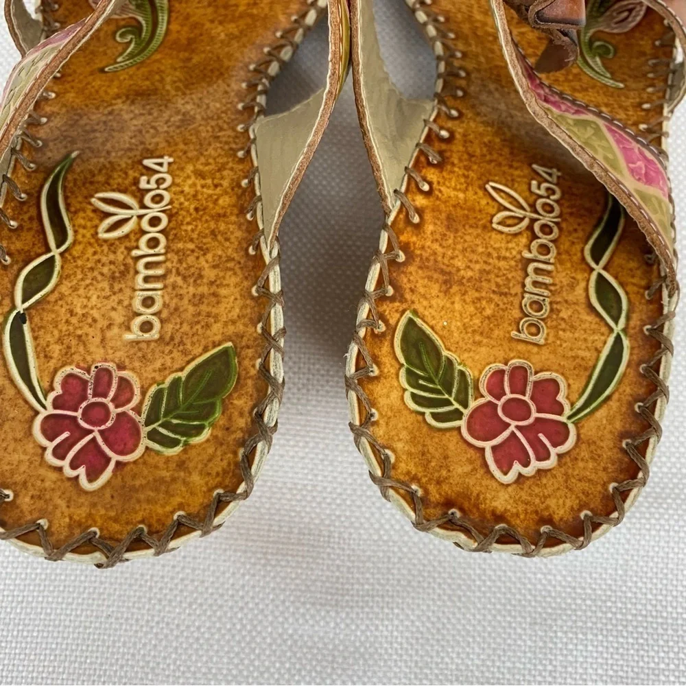 Bamboo54 size 8 Orange & Pink Flora Artesian Sandals - Picture 10 of 11
